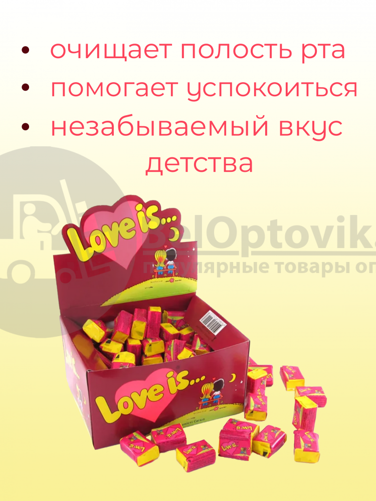 Блок жвачек Love is Вишня-Лимон 100 шт. в блоке - фото 4 - id-p179630220