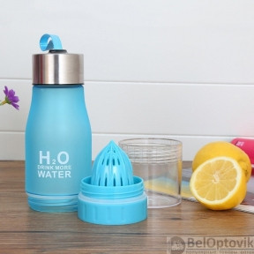 Бутылка с соковыжималкой H2O Drink More Water. NEW Лето 2019 Синий матовый цвет - фото 1 - id-p179629235