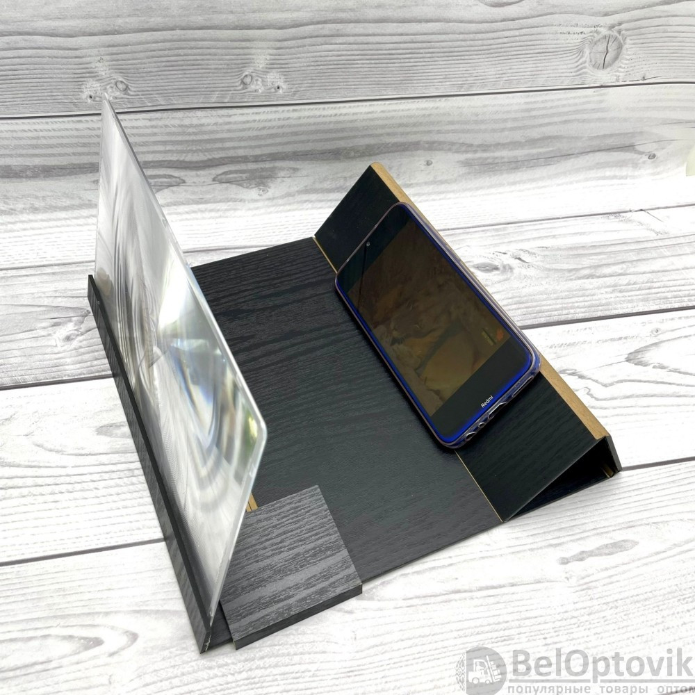 Увеличитель экрана для телефона 3D Video Amplifier (деревянная складная подставка) Темно коричневый - фото 7 - id-p179629267