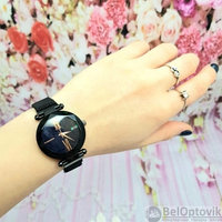Стильные женские часы Hannah Martin на магнитном ремешке Черный алмаз