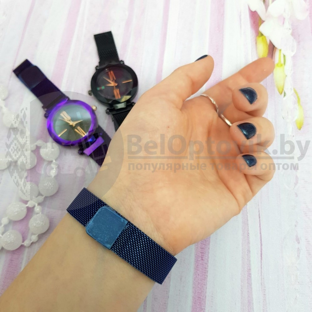 Стильные женские часы Hannah Martin на магнитном ремешке Черный алмаз - фото 2 - id-p179629302