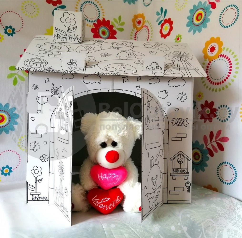 Детский Кукольный домик Раскраска DIY Doodle House 60х53х43 см (Сборка без клея) - фото 9 - id-p179626339