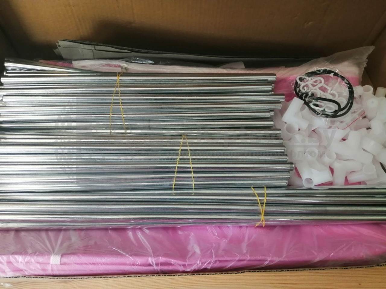 Шкаф складной каркасный тканевый WARDROBE mod.GY - 28, 170х44х124 см. Трехсекционный Розовый Цветы - фото 9 - id-p179626372