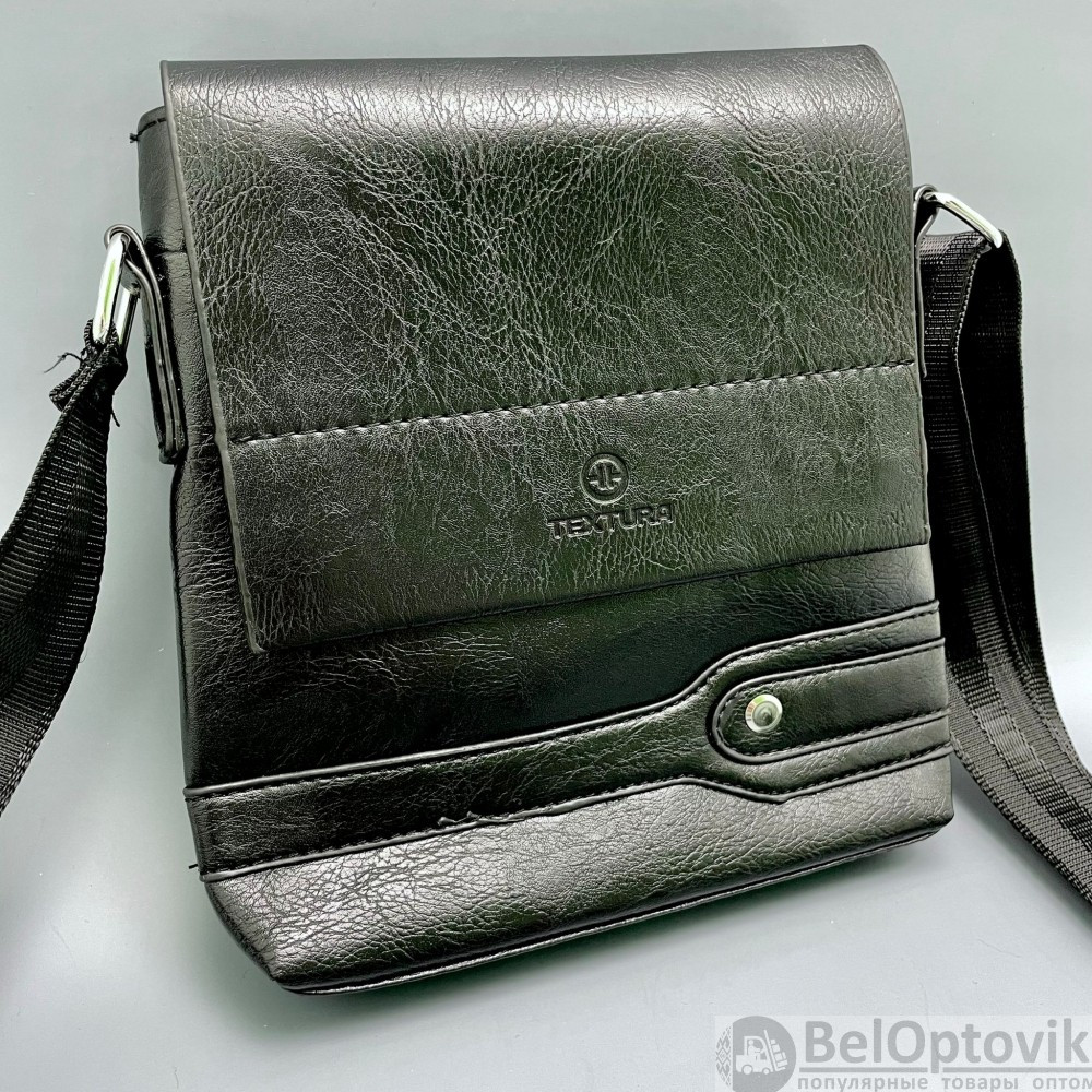 Мужская сумка (планшет), 18523 см, отд. на молнии, наружный карман, длинный ремень, цв.черный - фото 2 - id-p179623387