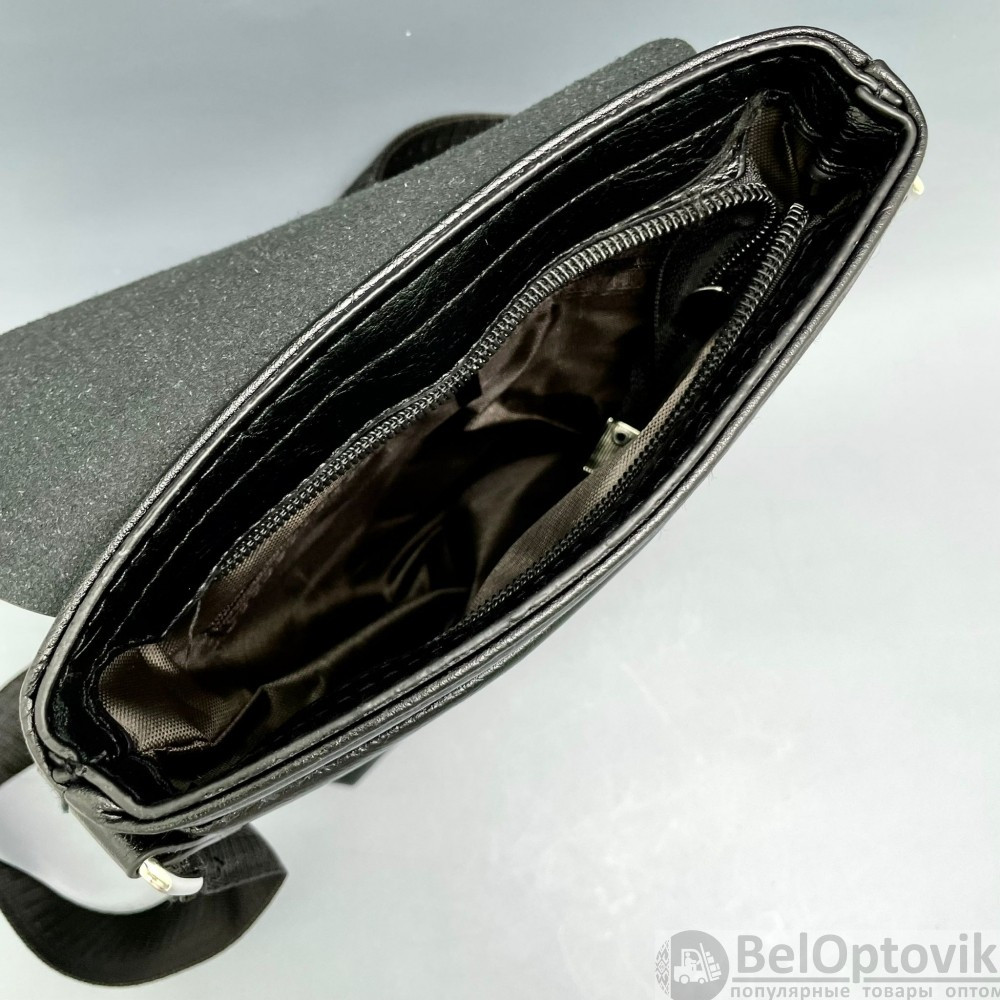 Мужская сумка (планшет), 18523 см, отд. на молнии, наружный карман, длинный ремень, цв.черный - фото 4 - id-p179623387