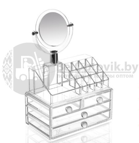 Акриловый Органайзер 4 полки для Косметики с Зеркалом Acrylic Cosmetic Organizer NEW - фото 9 - id-p179629426