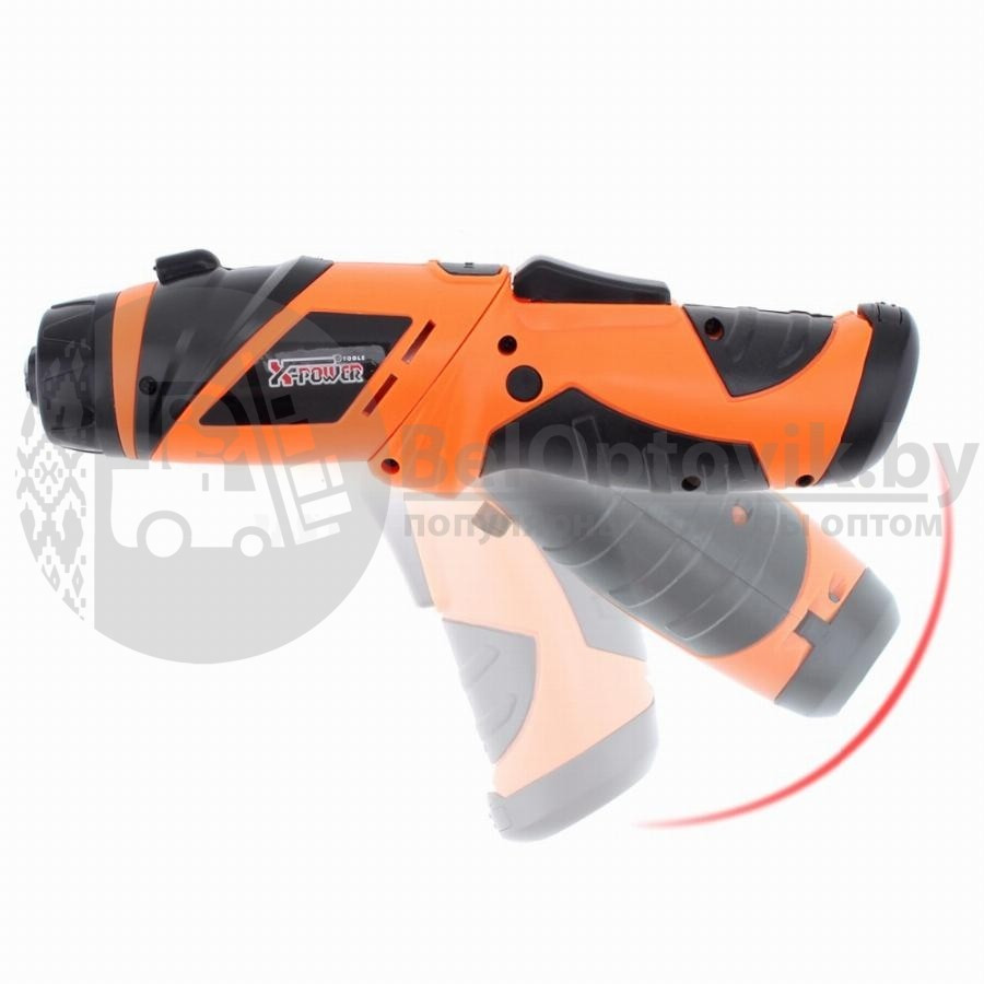 Шуруповерт X-Power Cordless Screwdriver на батарейках с набором бит KCS-616 Оранжевый - фото 7 - id-p179628399