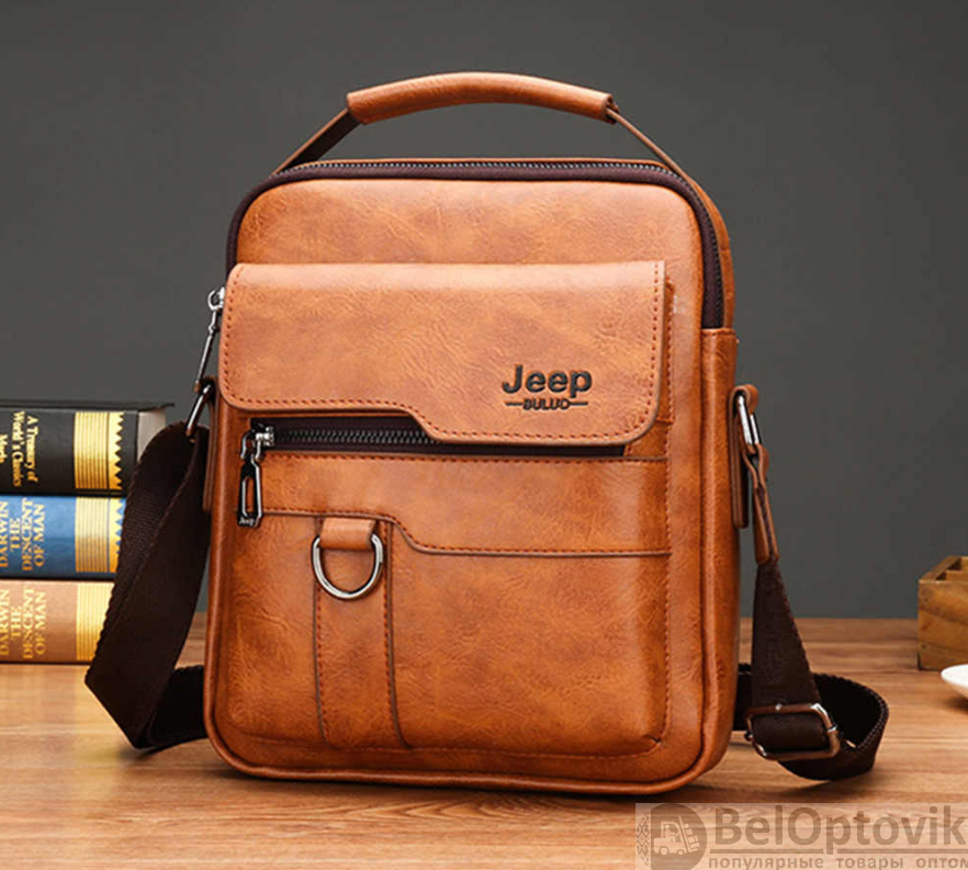 NEW Мужская сумка мессенджер Jeep Buluo Светло-коричневый (плечевой ремень) - фото 9 - id-p179628422