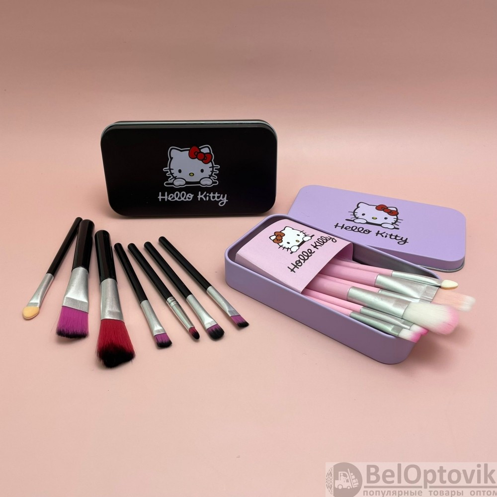 Набор кистей для макияжа 7 штук Hello Kitty Black - фото 4 - id-p179623444