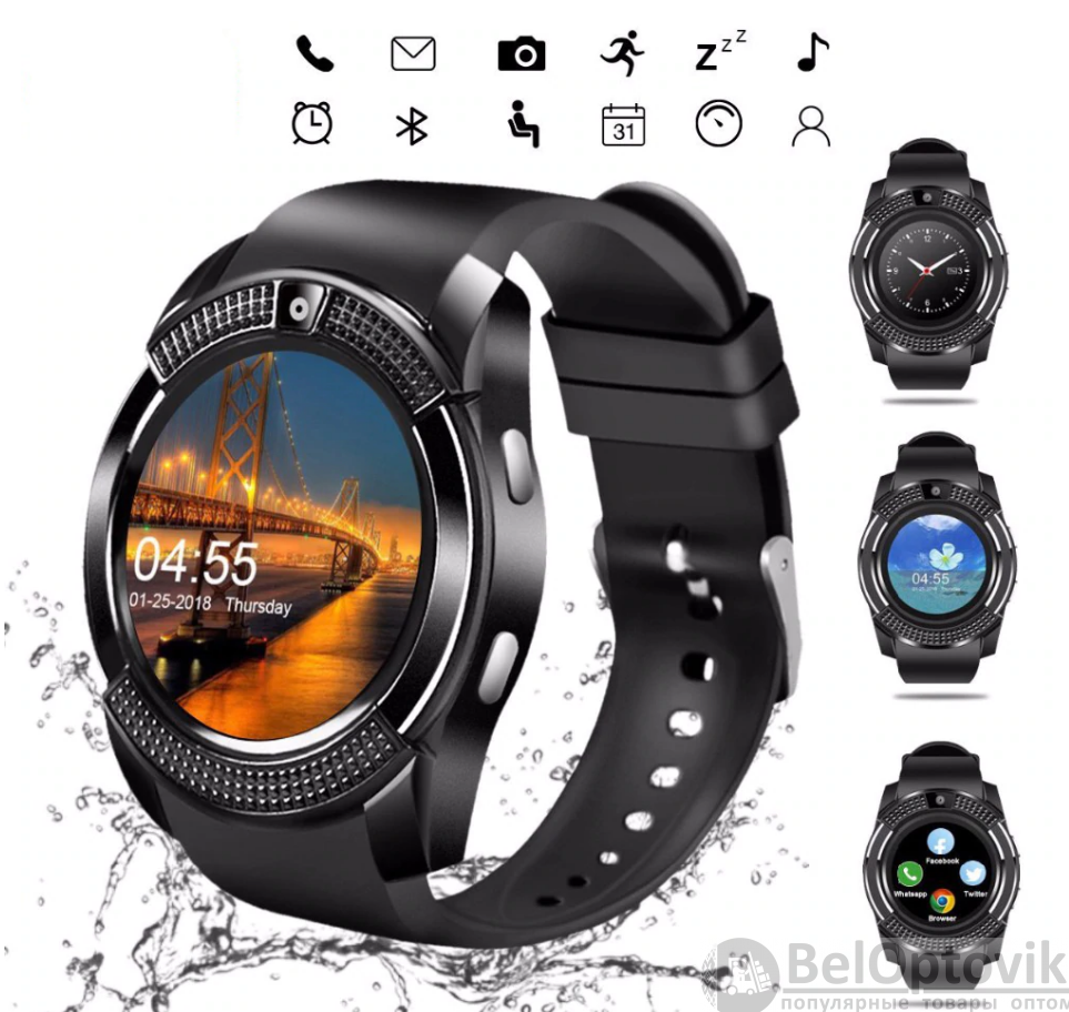 Умные часы Smart Watch V8 Черные - фото 9 - id-p179623445