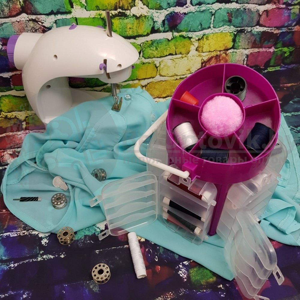 Швейная машинка компактная Mini Sewing Machine (Портняжка) с инструкцией на русском языке с подсветкой - фото 3 - id-p179629508