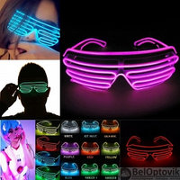 Светодиодные очки EL Wire для вечеринок с подсветкой (три режима подсветки) Розовые