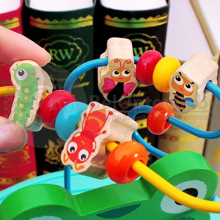 NEW Развивающая деревянная игрушка Winding bead toy series (бизиборд, пальчиковый лабиринт, рыбалка) - фото 10 - id-p179628464