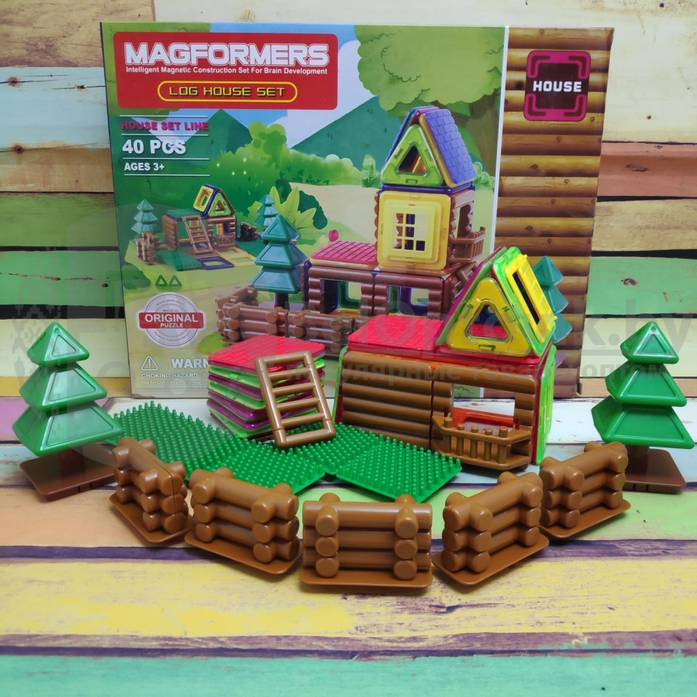 Магнитный конструктор Magformers Log House Set Бревенчатый дом, 40 деталей - фото 4 - id-p179628472
