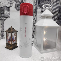 Термокружка Рождество Merry Christmas, 400 мл Белый с красной крышкой, фото 1
