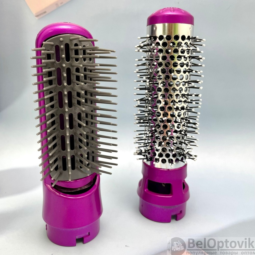 Фен стайлер для укладки волос с цилиндрическими насадками 5 в 1 Ярко-розовый (коробка) - фото 3 - id-p179623506
