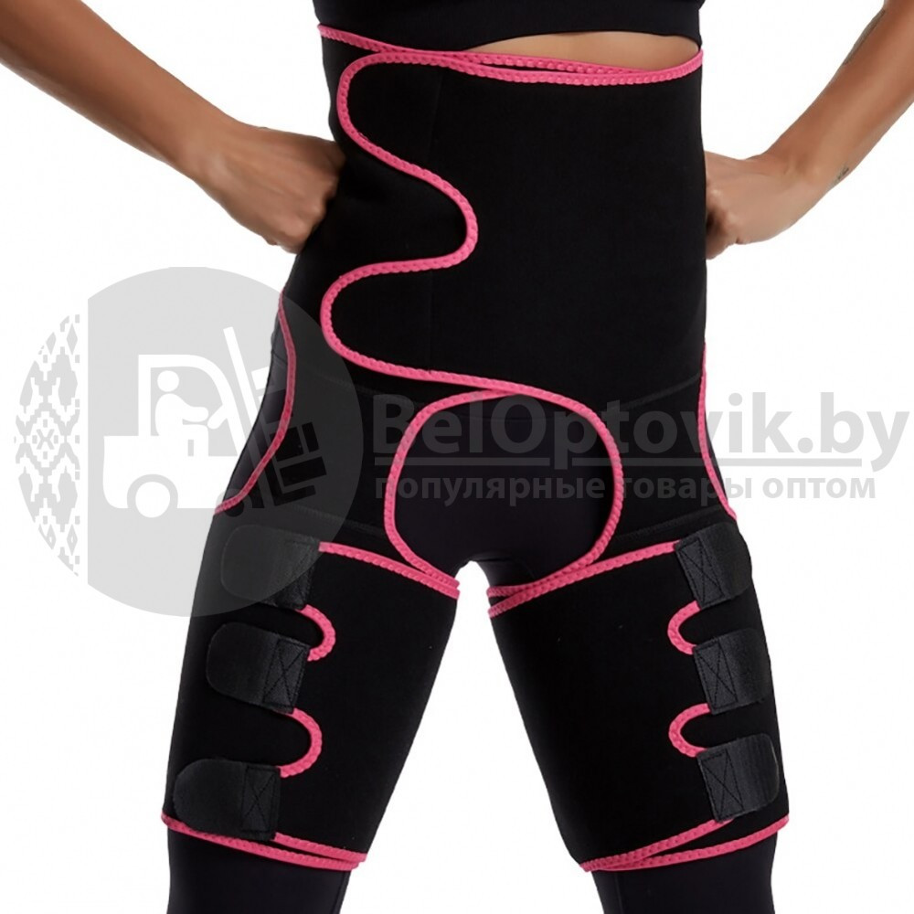 Женский утягивающий костюм из неопрена Waist Band костюм (Фитнес боди для похудения) L/Xl Черный с розовым - фото 9