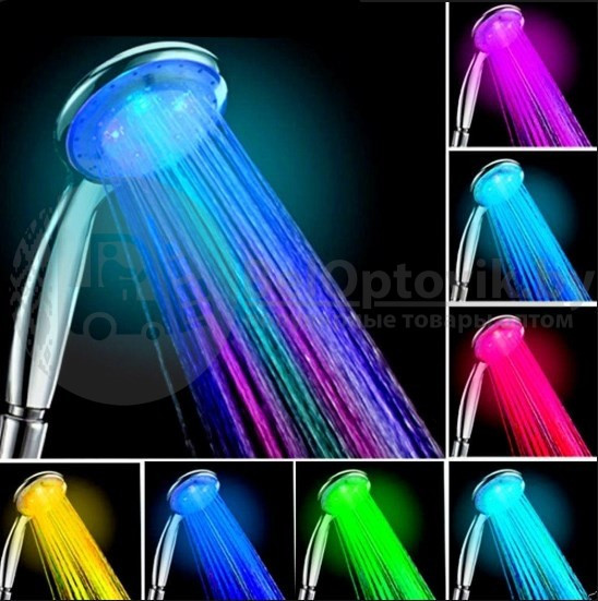 Цветная светодиодная насадка на душ Led Shower WOW (7 цветов) - фото 8 - id-p179631734
