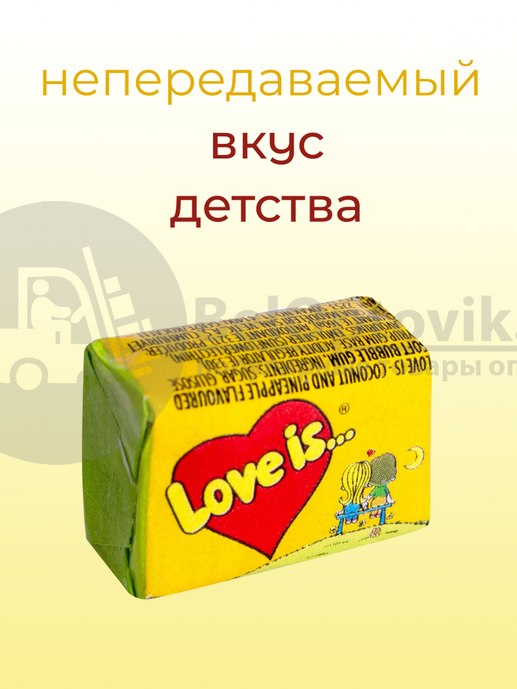 Блок жвачек Love is Кокос-Ананас 100 шт. в блоке - фото 5 - id-p179630691