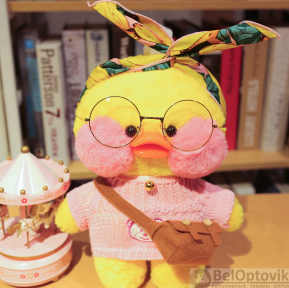 Мягкая игрушка уточка Лалафанфан (Lalafanfan duck), плюшевая уточка кукла в очках TikTok/ТикТок, фото 1