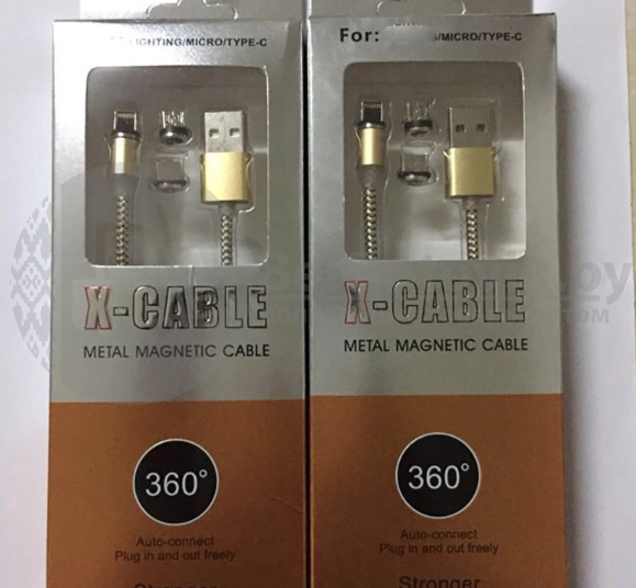 Магнитный кабель USB - Lightning X-Cable Metal Magnetic 360 для Aplle, Micro-USB, Type-C Серебро - фото 3 - id-p179626620