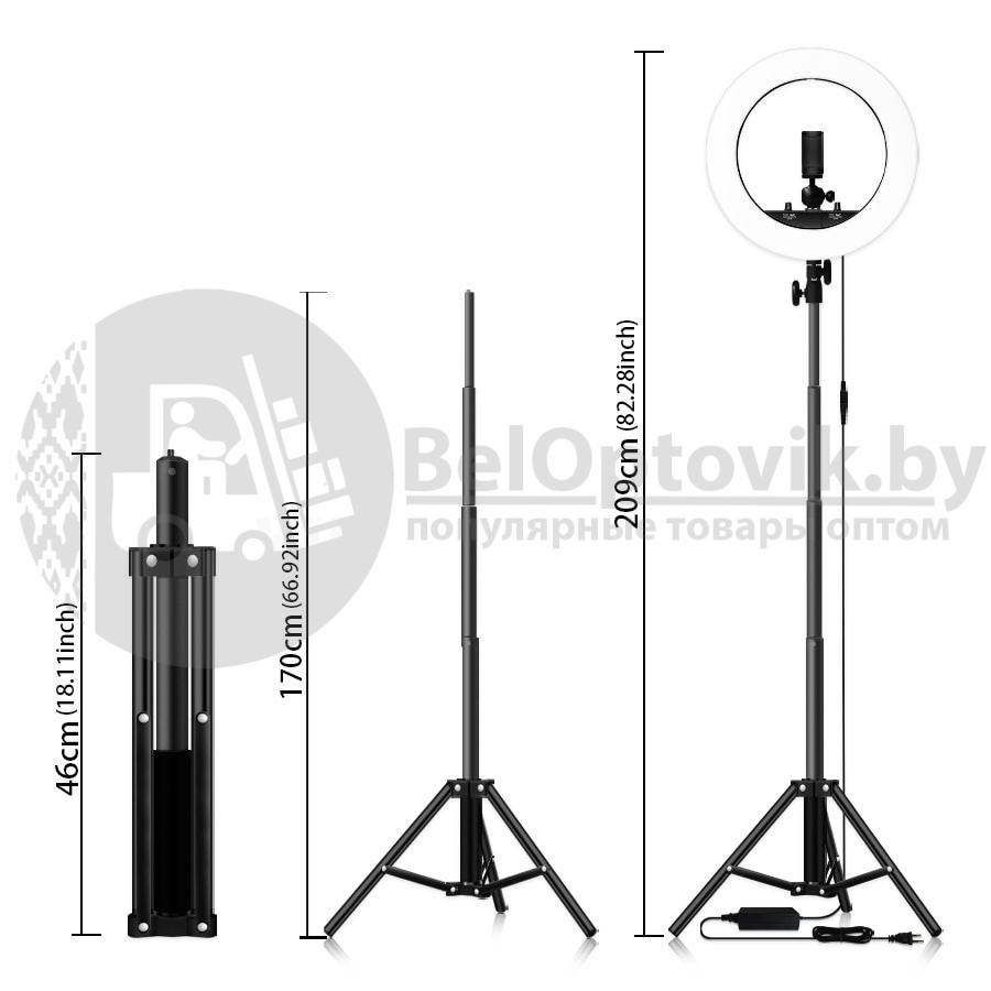 Кольцевая лампа на штативе LED RING 336 светодиодов, d335 мм сумка - фото 2 - id-p179628640