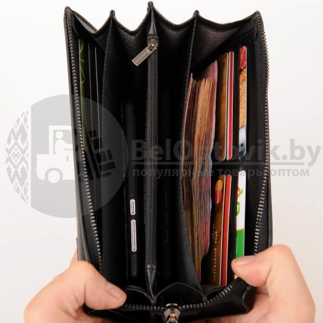 Мужское портмоне клатч на молнии, с ручкой Baellerry Maxi Libero S1001 Коричневое - фото 10 - id-p179629777