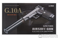 Модель пистолета G.10A Colt 1911 PD mini Black с глушителем (Galaxy), фото 1