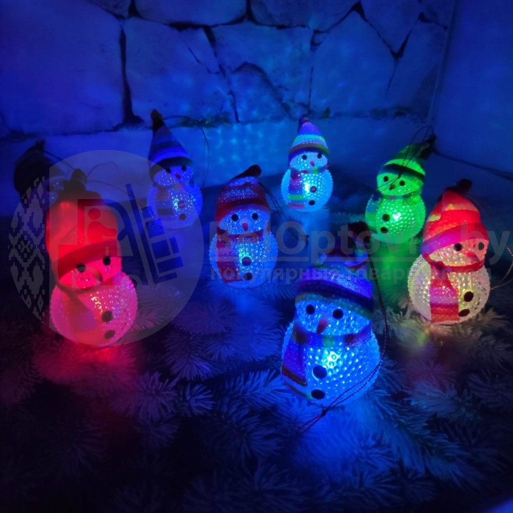 Новогоднее украшение Светящиеся снеговики, высота 10 см. в асс-те - фото 3 - id-p179630941