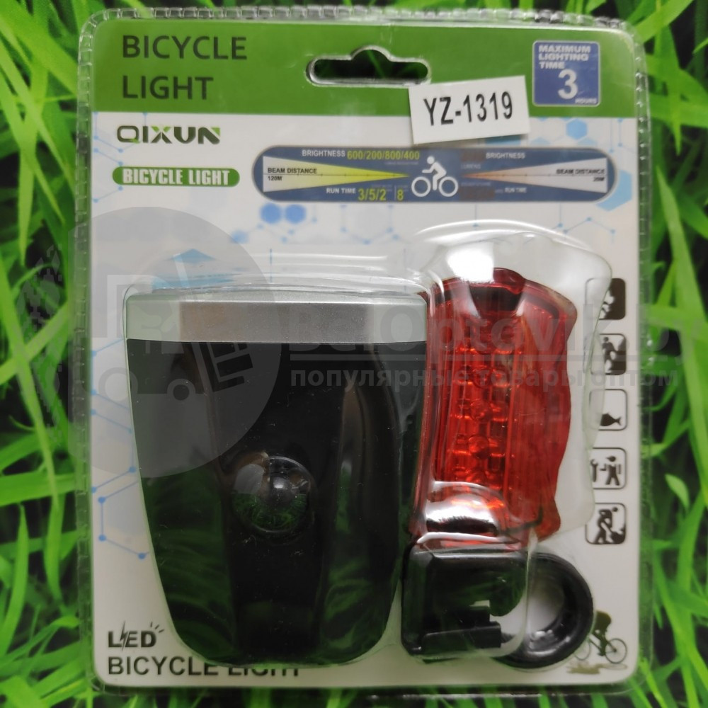 Велосипедный фонарь YZ-1319 (передний задний) СОВ светодиоды на батарейках - фото 2 - id-p179626726