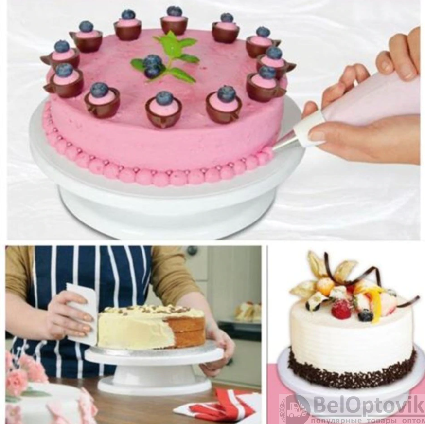 Тортовница Sweet Cake вращающаяся подставка для приготовление тортов, диаметр 28 см - фото 9 - id-p179623688