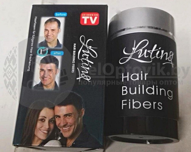 Загуститель волос Lutino Hair building fibber (Black), 25g - фото 6 - id-p179630969