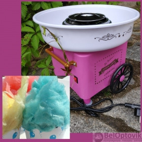Аппарат для приготовления сладкой сахарной ваты RETRO Cotton Candy CARNIVAL, 500 W Розовая, фото 1