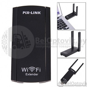 PIX-LINK 300 Мбит/с Универсальный беспроводной USB адаптер  усилитель с двойной антенной LV-UE02, фото 1
