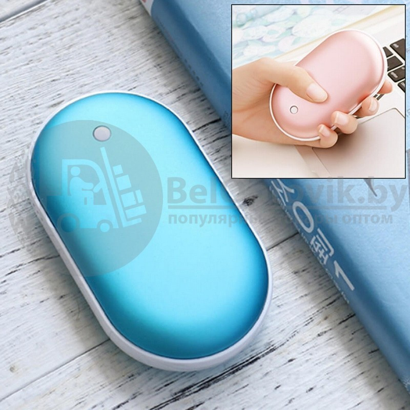 Грелка для рук и аккумулятор Power Bank Pebble Hand Warmer 5000 мАч Металл (серебро) - фото 4 - id-p179628780