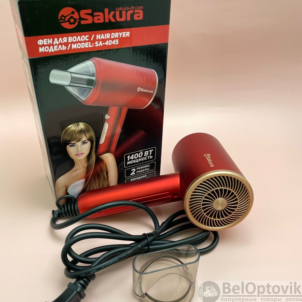 Фен Sakura SA-4045GR, 1400 Вт, 2 скорости, 2 температурных режима Красный - фото 9 - id-p179623741