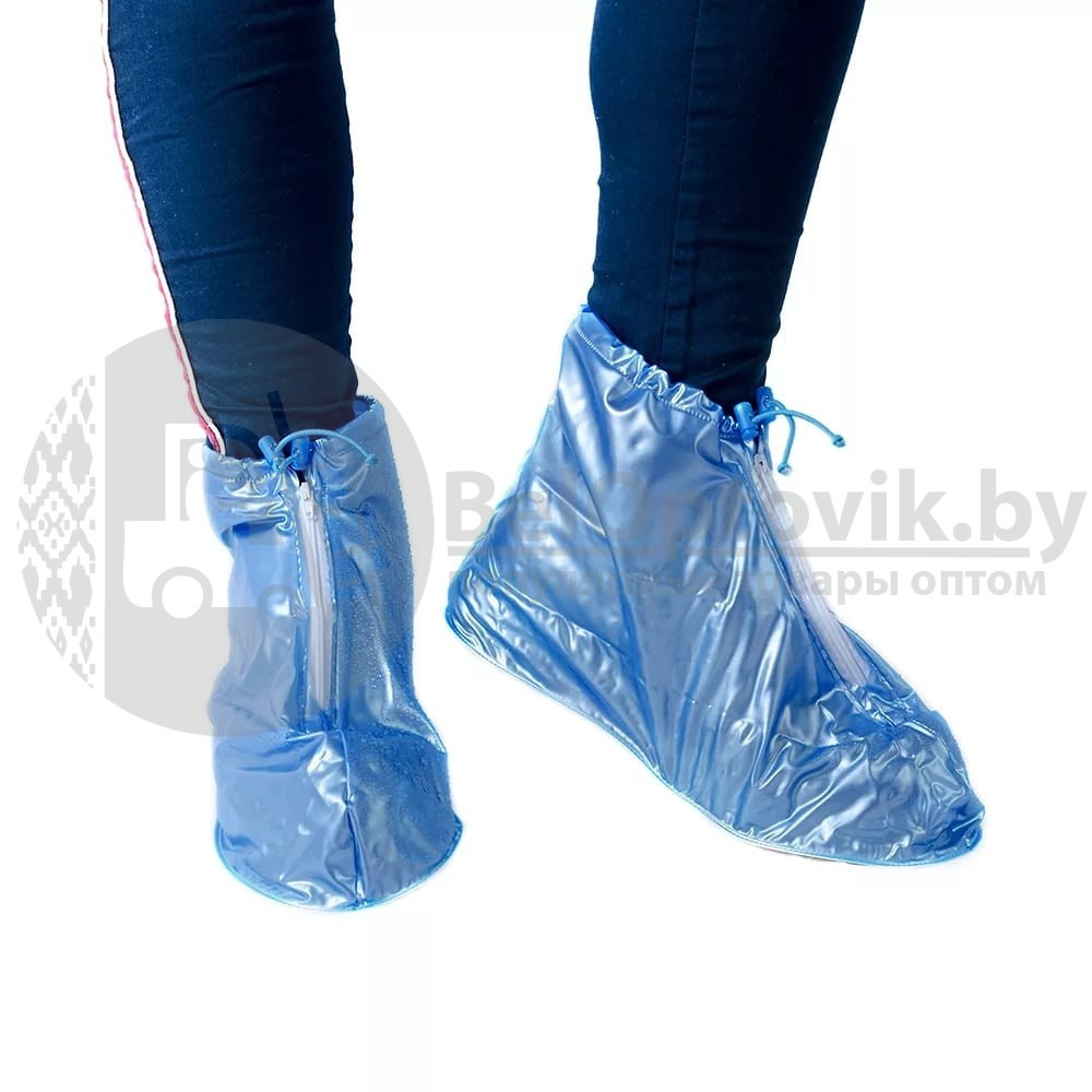 Защитные чехлы (дождевики, пончи) для обуви от дождя и грязи с подошвой цветные р-р 37-38 (М) Синие - фото 4 - id-p179626791
