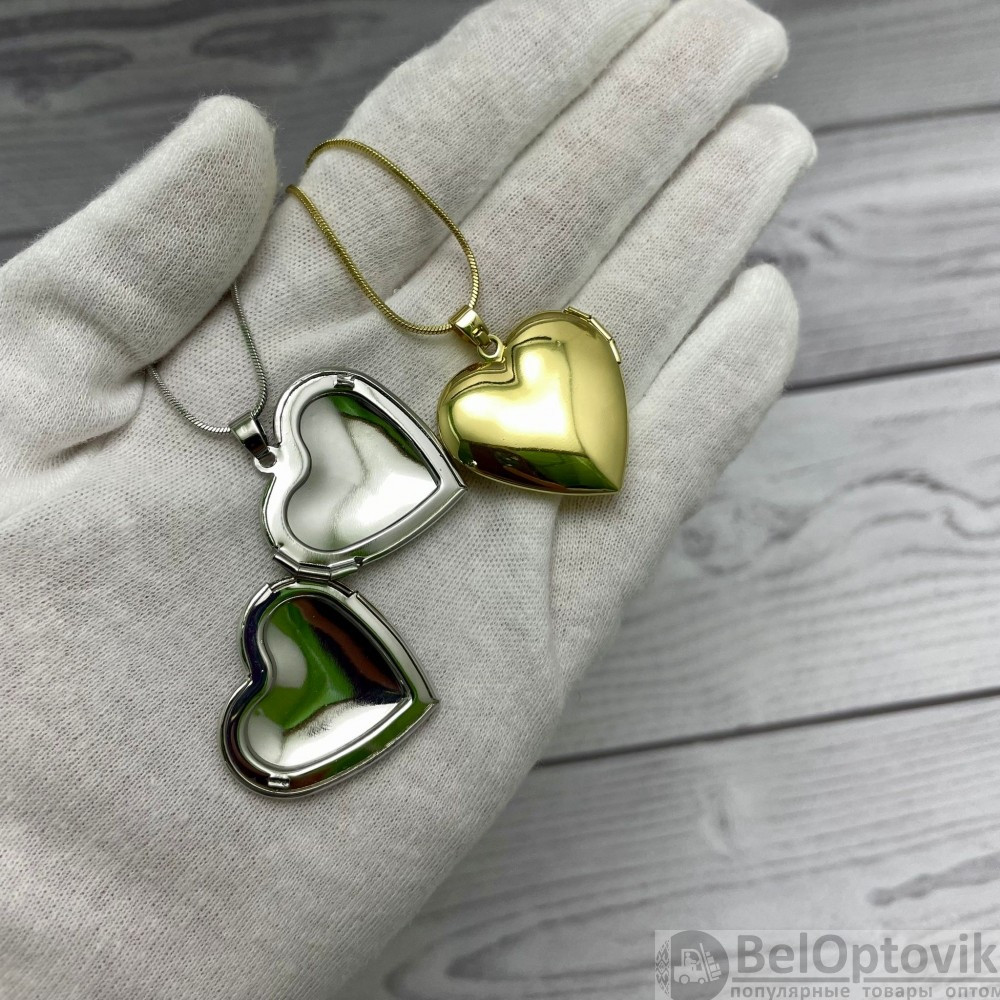 Кулон-тайник Сердце на цепочке Два сердца в золоте - фото 5 - id-p179628812