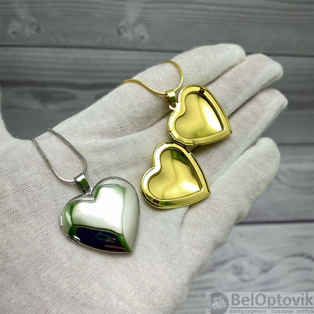 Кулон-тайник Сердце на цепочке Два сердца в золоте - фото 6 - id-p179628812