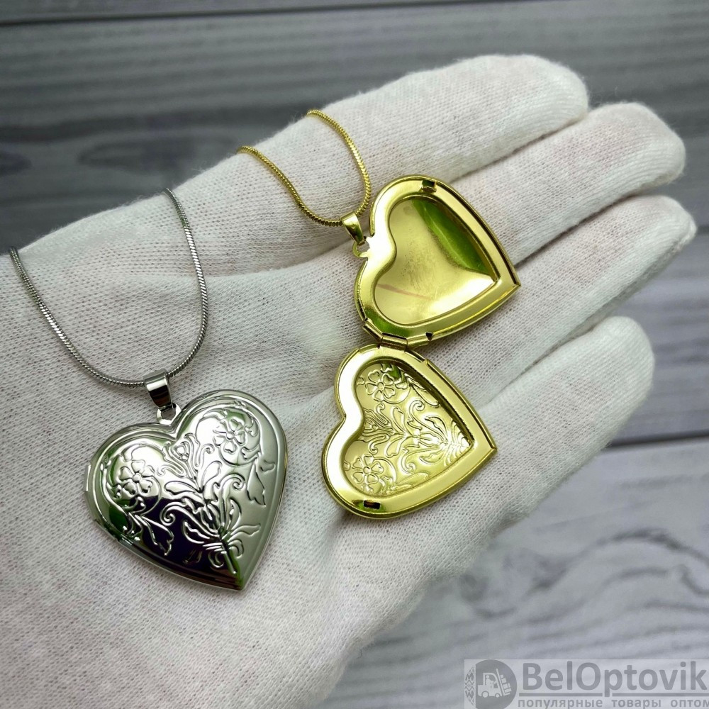 Кулон-тайник Сердце на цепочке Два сердца в золоте - фото 7 - id-p179628812