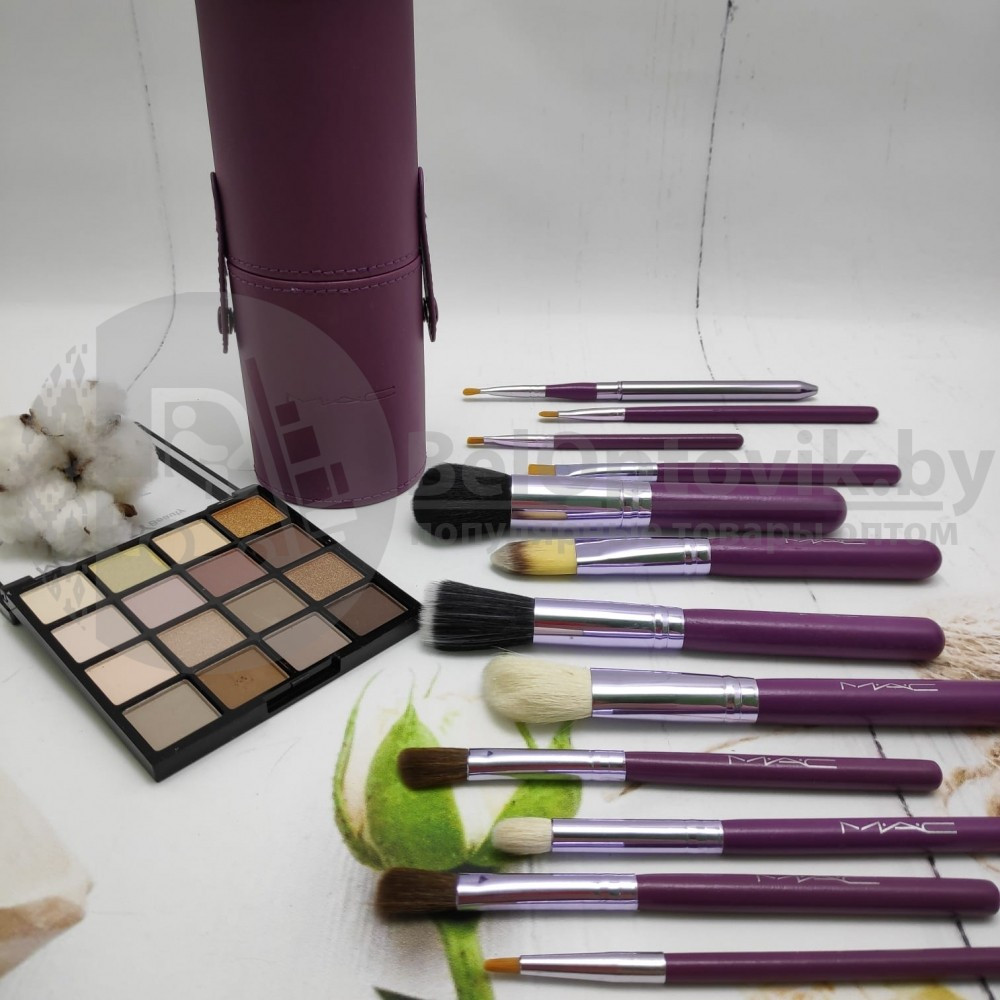 Набор кистей для макияжа MAC в тубусе, 12 кистей Purple (фиолетовый) - фото 6 - id-p179628818