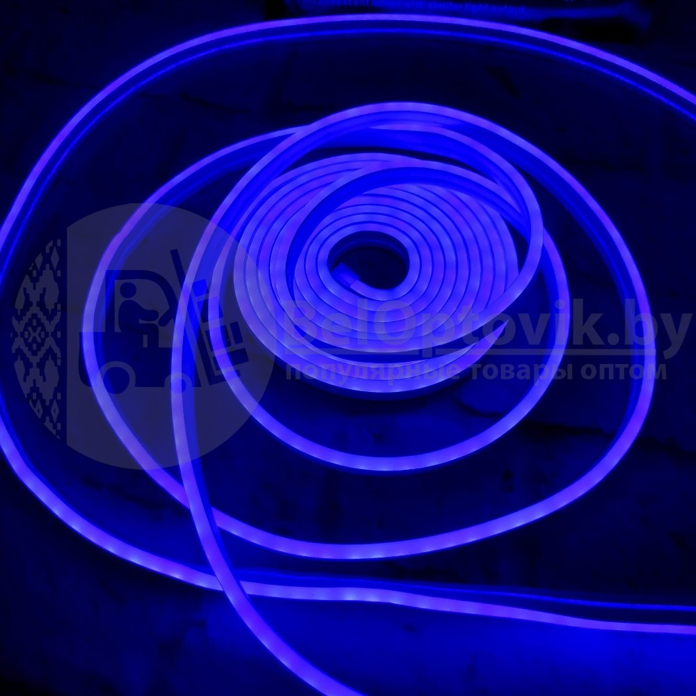Неоновая светодиодная лента Neon Flexible Strip с контроллером / Гибкий неон 5 м. Синий - фото 4 - id-p179623778