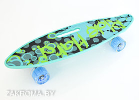 Акция! Скейтборд пенниборд принт  58*16 см , высокопрочный пластик, колеса PVC светящиеся, крепления