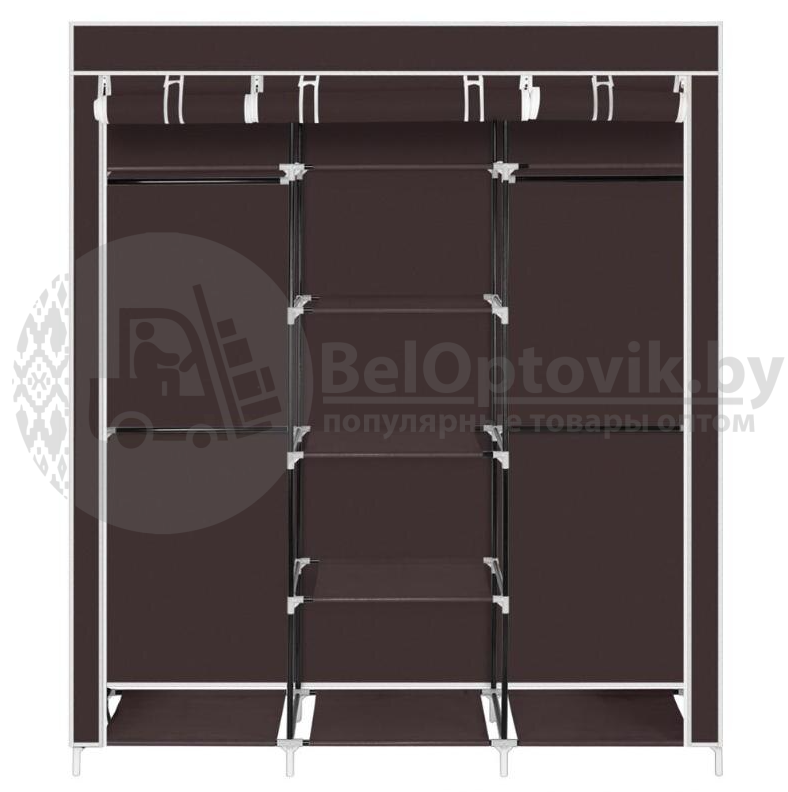 Шкаф складной каркасный тканевый STORAGE WARDROBE mod.YG - 05. Трехсекционный. 130х45х175 см. Коричневый - фото 4 - id-p179628863