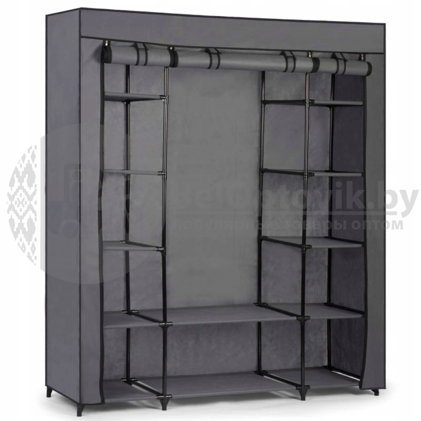 Шкаф складной каркасный тканевый STORAGE WARDROBE mod.YG - 05. Трехсекционный. 130х45х175 см. Коричневый - фото 9 - id-p179628863