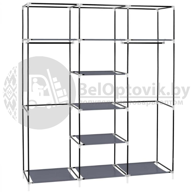 Шкаф складной каркасный тканевый STORAGE WARDROBE mod.YG - 05. Трехсекционный. 130х45х175 см. Синий - фото 3 - id-p179628864