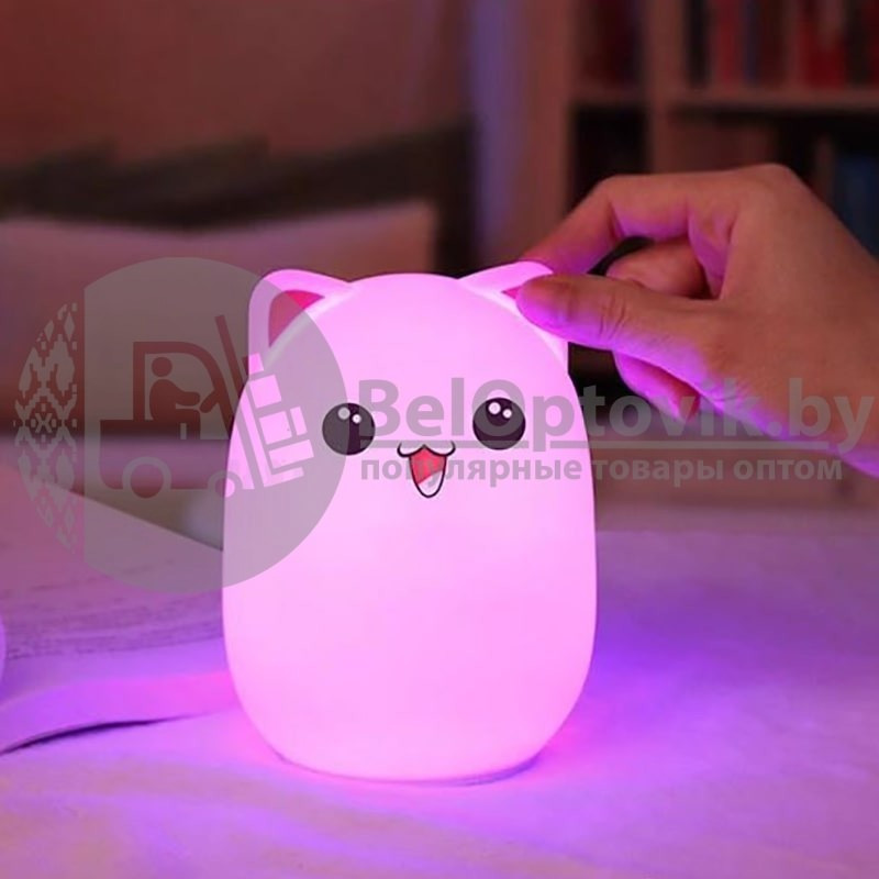 Cветильник ночник из мягкого силикона ALILU (большой) с Пультом управления Зайчик с розовыми ушками - фото 2 - id-p179628871