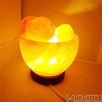 Соляной ионизирующий светильник-ночник Чаша с сердцами 2,5 кг, 3 сердца к комплекте