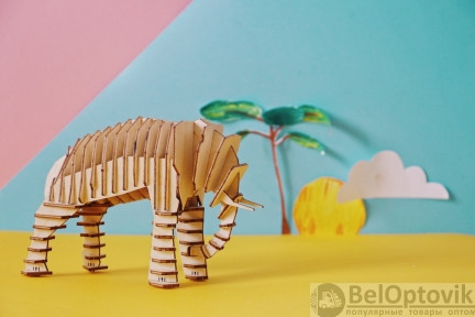 Деревянный конструктор (сборка без клея) Маленький слон UNIWOOD