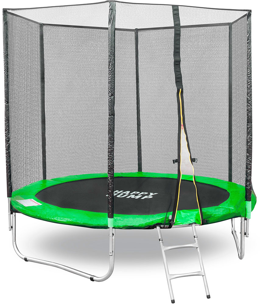 Батут Happy Jump 8ft Pro 252 см с внешней сеткой и лестницей - фото 1 - id-p179634348